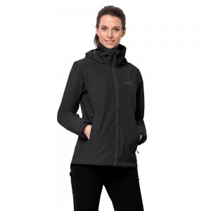 Kurtka Przeciwdeszczowa Damskie Jack Wolfskin Evandale Czarne | PG2874061