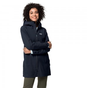 Kurtka Przeciwdeszczowa Damskie Jack Wolfskin Jwp Niebieskie | SO6104398