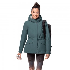 Kurtka Przeciwdeszczowa Damskie Jack Wolfskin Lake Louise Głęboka Zielone | EW3145068