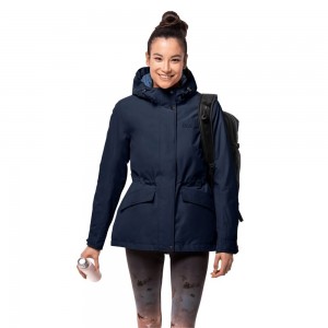 Kurtka Przeciwdeszczowa Damskie Jack Wolfskin Lake Louise Niebieskie | SQ4256018
