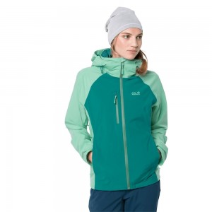 Kurtka Przeciwdeszczowa Damskie Jack Wolfskin Mount Emin Turkusowe Zielone | CK4351720