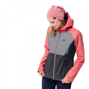 Kurtka Przeciwdeszczowa Damskie Jack Wolfskin Mount Isa Anthracite/Carnation | RV6531084