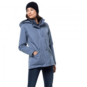 Kurtka Przeciwdeszczowa Damskie Jack Wolfskin Park Avenue Niebieskie Niebieskie | ZO6147295