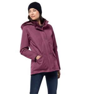 Kurtka Przeciwdeszczowa Damskie Jack Wolfskin Park Avenue Fioletowe | WT9516348