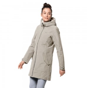 Kurtka Przeciwdeszczowa Damskie Jack Wolfskin Rocky Point Szare | GN5317469