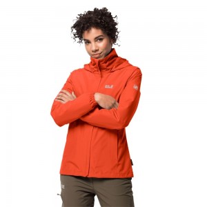Kurtka Przeciwdeszczowa Damskie Jack Wolfskin Stormy Point Czerwone | ES2104853