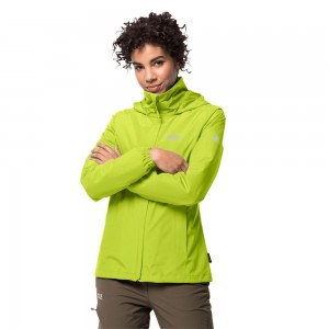 Kurtka Przeciwdeszczowa Damskie Jack Wolfskin Stormy Point Głęboka Zielone | OX4163207
