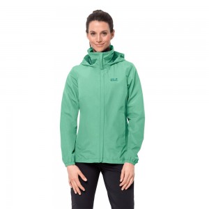 Kurtka Przeciwdeszczowa Damskie Jack Wolfskin Stormy Point Zielone | PY2631495