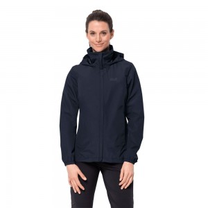 Kurtka Przeciwdeszczowa Damskie Jack Wolfskin Stormy Point Niebieskie | RJ3587940