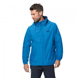 Kurtka Przeciwdeszczowa Męskie Jack Wolfskin Stormy Point Niebieskie | XL1750936