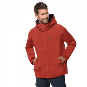 Kurtka Przeciwdeszczowa Męskie Jack Wolfskin Three Peaks Czerwone | OV6079231