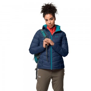 Kurtka Puchowa Damskie Jack Wolfskin Helium Ciemny Indygo | JD6170982