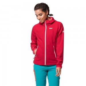Kurtka Softshell Damskie Jack Wolfskin Eagle Peak Czerwone | NF3145672
