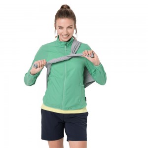Kurtka Softshell Damskie Jack Wolfskin Jwp Wind Zielone | QF6308592