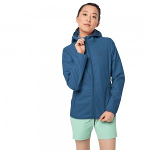 Kurtka Softshell Damskie Jack Wolfskin Northern Point Indygo Niebieskie | QZ1075469