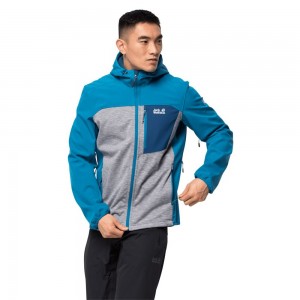 Kurtka Softshell Męskie Jack Wolfskin Sky Peak Niebieskie | ME4362019