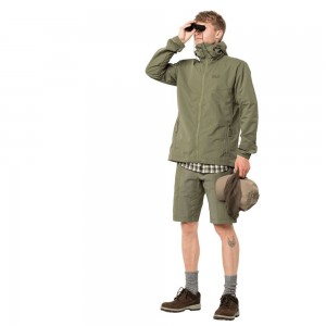 Kurtka jesienna Męskie Jack Wolfskin Lakeside Khaki | JX7361458