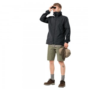 Kurtka jesienna Męskie Jack Wolfskin Lakeside Czarne | ZV6238175