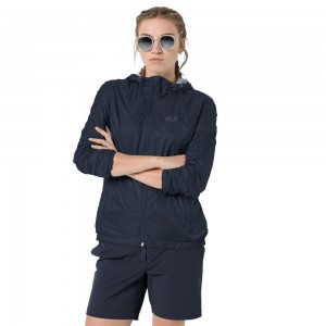 Kurtka wiatroszczelna Damskie Jack Wolfskin Jwp Breather Niebieskie | IN4365718