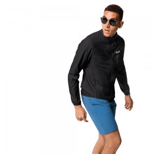 Kurtka wiatroszczelna Męskie Jack Wolfskin Jwp Wind Czarne | WH5642731