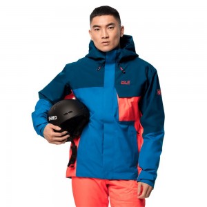 Kurtki Narciarskie Męskie Jack Wolfskin Sun Peaks Niebieskie | BA8074516