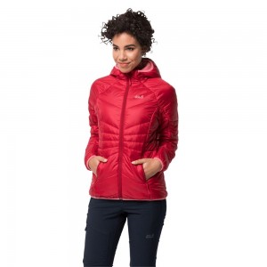Kurtki Ocieplane Damskie Jack Wolfskin Argon Hoody Czerwone | WY3510948