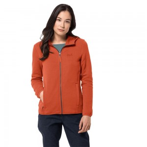 Kurtki Polarowe Damskie Jack Wolfskin Natori Hooded Pomarańczowe | KE3027845