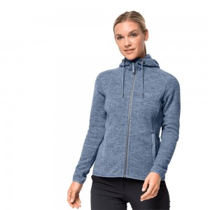 Kurtki Polarowe Damskie Jack Wolfskin Patan Hooded Niebieskie Niebieskie | QT9527018