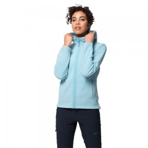 Kurtki Polarowe Damskie Jack Wolfskin Skywind Hooded Niebieskie | YQ6289037