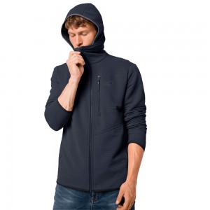 Kurtki Polarowe Męskie Jack Wolfskin Modesto Hooded Niebieskie | FE0316847