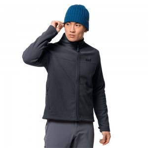 Kurtki Polarowe Męskie Jack Wolfskin Skywind Czarne | MB7061234