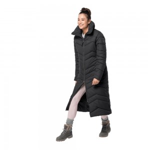 Kurtki Zimowe Damskie Jack Wolfskin Kyoto Long Czarne | OA7513629