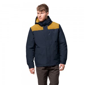 Kurtki Zimowe Męskie Jack Wolfskin Oakwood Niebieskie | PM5146780