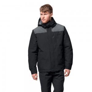 Kurtki Zimowe Męskie Jack Wolfskin Oakwood Czarne | TP2079138