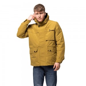 Kurtki Zimowe Męskie Jack Wolfskin Wildwood Złote | TS3850719