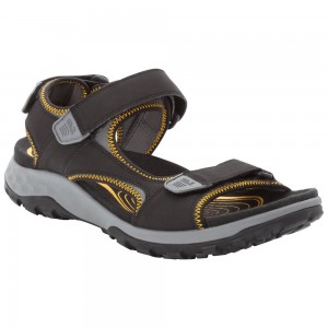 Sandały Męskie Jack Wolfskin Rocky Path Black/Yellow | XO1948052