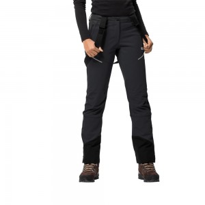 Softshell Trousers Damskie Jack Wolfskin Gravity Tour Czarne | IA2873901