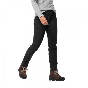 Softshell Trousers Damskie Jack Wolfskin Activate Sky Xt Czarne | MT3824650