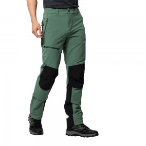 Softshell Trousers Męskie Jack Wolfskin Rock Trek Oliwkowe | PI0369152