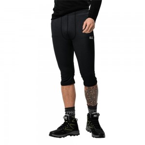 Softshell Trousers Męskie Jack Wolfskin Sky Range 3/4 Czarne | PI1235469
