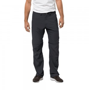 Spodnie Codzienne Męskie Jack Wolfskin Canyon Zip Off Czarne | IU0921576